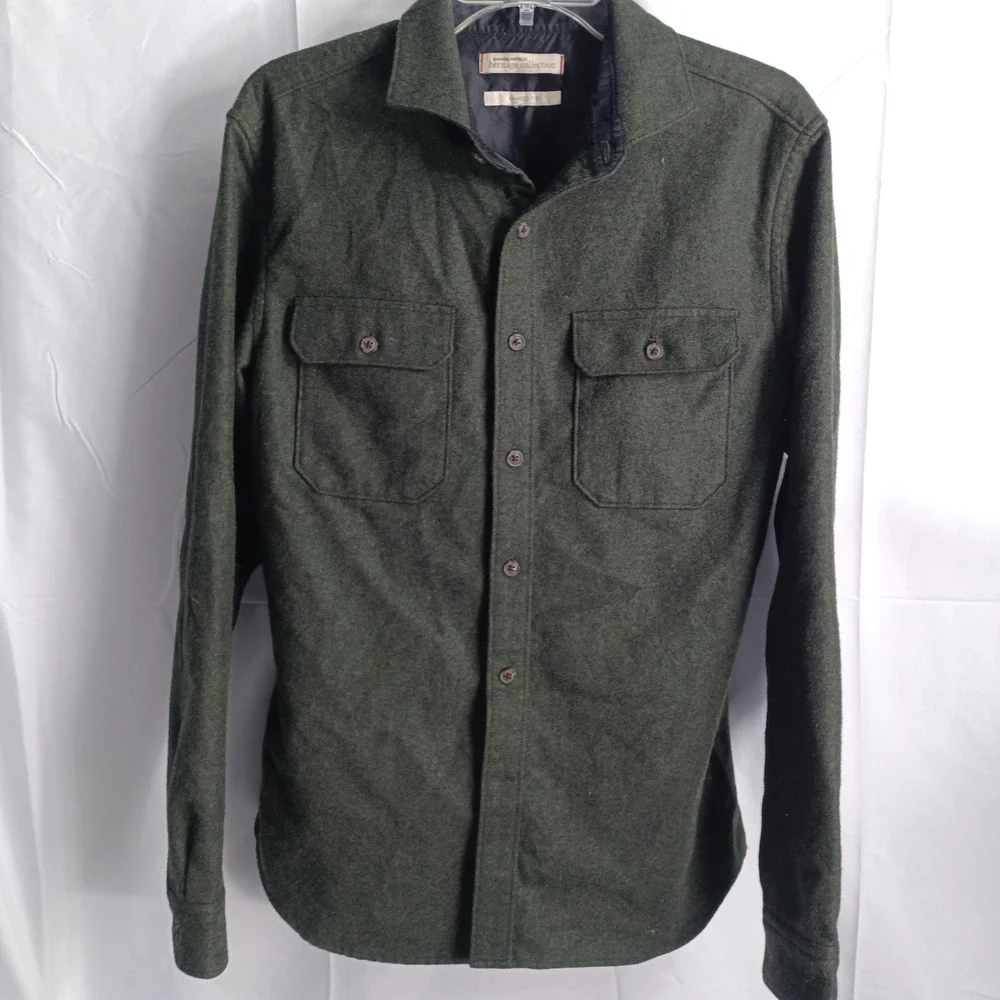 Banana Republic Heritage Collection Camden Fit Wool Blend Shirt Green Men Medium